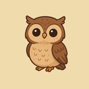 Cute big round eyes Owl Sticker – Kawaii Forest Bird Vinyl Decal for Laptop, Journal, Water Bottle