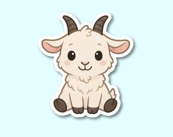 Kawaii Baby Goat Sticker: Waterproof Vinyl Decal for Laptop, Water Bottle