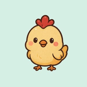 Cute Chicken Sticker – Kawaii Yellow Chick Vinyl Sticker, Farm Animal Sticker for Laptop, Water Bottle, Journal, or Gift