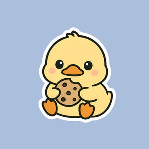Cookie Duck Sticker | Cute Kawaii Duck Vinyl Sticker | Cookie Lover Sticker | Foodie Animal Decal | Waterproof Laptop & Planner Sticker