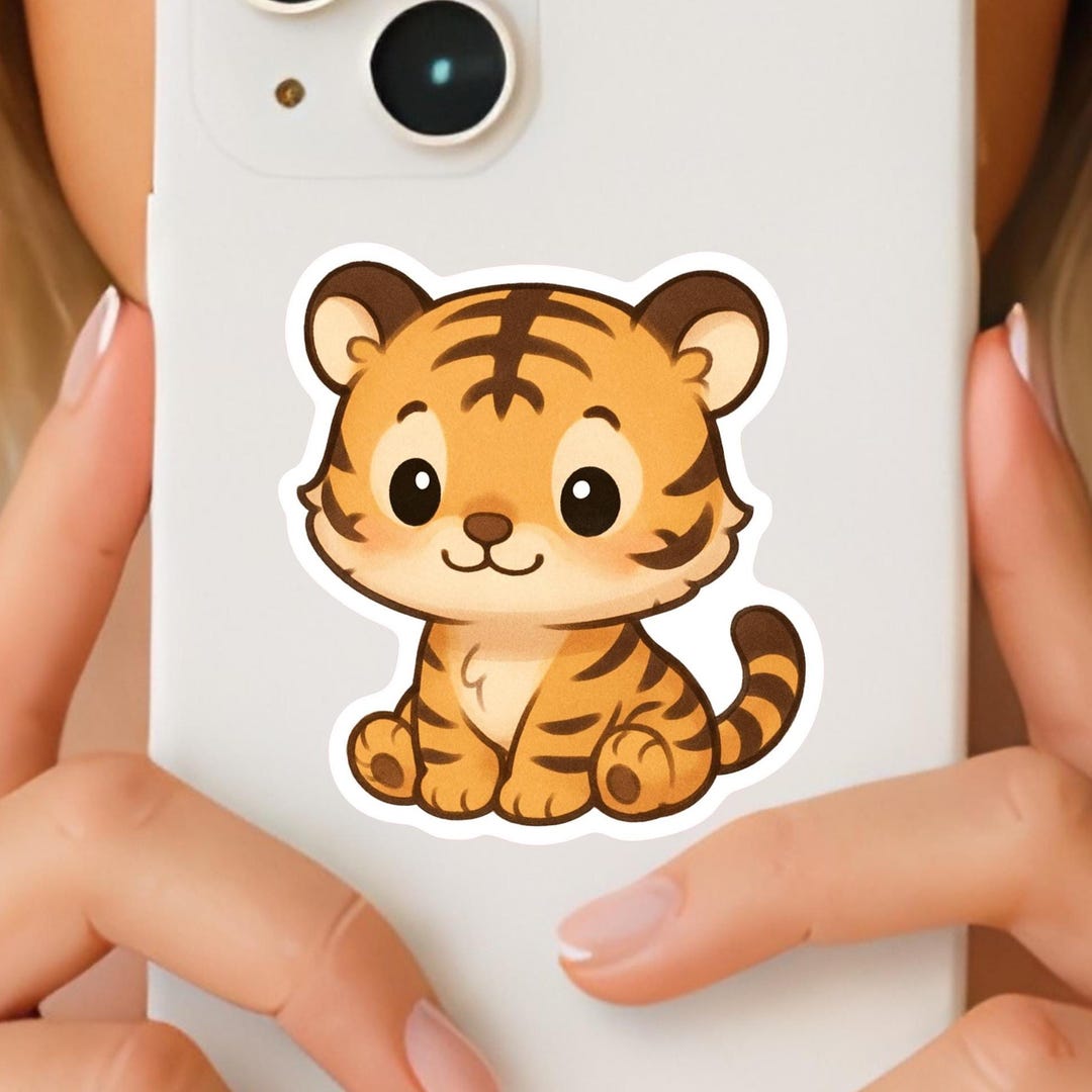 Tiger Stickers Kawaii Tiger Sticker: Adorable Waterproof Vinyl Decal - Etsy