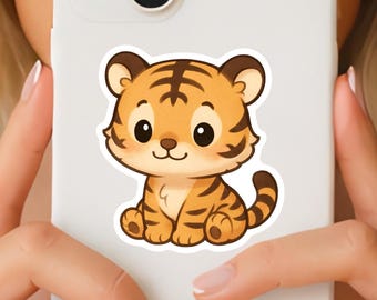 Kawaii Tiger Sticker: Adorable Waterproof Vinyl Decal