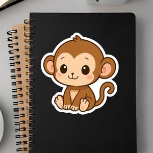 Kawaii Monkey Sticker – Waterproof Vinyl Jungle Animal Decal