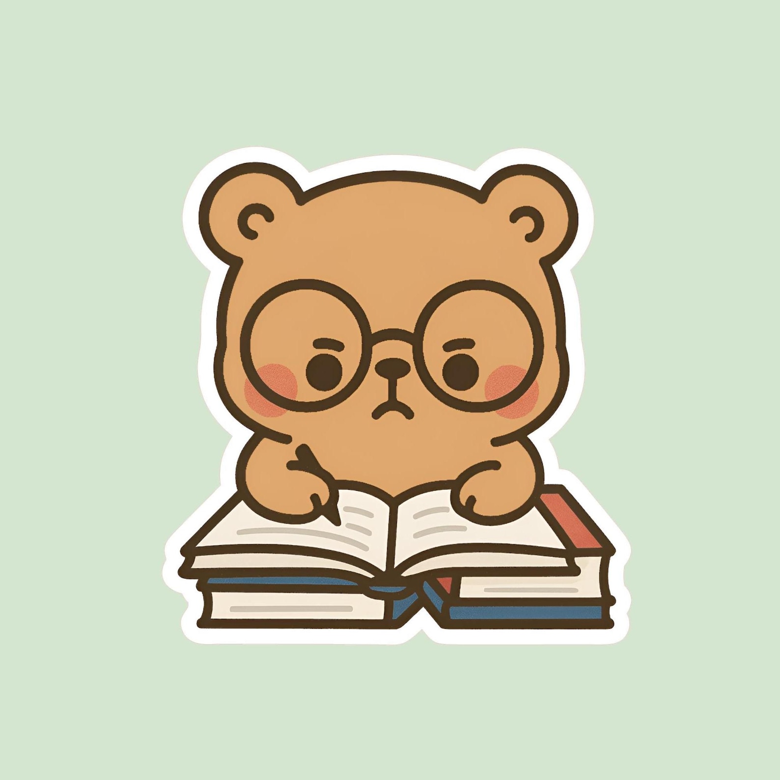 Study Bear Sticker – Cute Kawaii Bear Reading Book Vinyl Decal ...