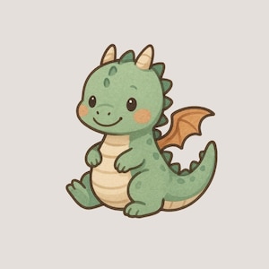 Cute Dragon Sticker – Kawaii Baby Dragon Vinyl Sticker, Fantasy Creature for Laptop, Water Bottle, Journal, or Gift