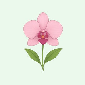 Pink Orchid Flower Sticker – Elegant Waterproof Floral Vinyl Decal for Laptop, Water Bottle, Journal | Tropical Nature Sticker