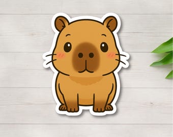 Waterproof Capybara Vinyl Sticker, Adorable Animal Decal for Water Bottles