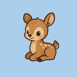 Cute Deer Sticker – Kawaii Baby Fawn Vinyl Sticker, Woodland Animal for Laptop, Journal, Water Bottle, or Gift