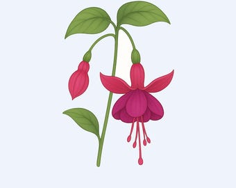 Fuchsia Flower Sticker: Waterproof Vinyl Decal for Laptop, Journal