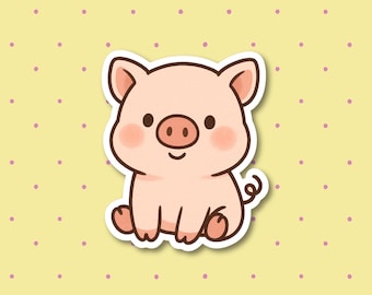 Kawaii Pig Sticker: Adorable Pink Piglet Vinyl Decal