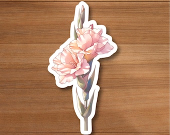 Watercolor Gladiolus Flower Sticker, Waterproof Vinyl Laptop Decal