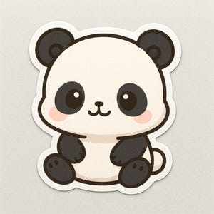 Kawaii Panda Sticker | Cute Animal Vinyl Decal | Waterproof Sticker for Laptop, Water Bottle, Journal, Planner, Scrapbook