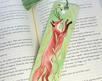 Unique Fox Bookmark with Tassel - Whimsical Nature Handmade Bookmark For Animal Lover - Woodland Whimsy Book Lover Gift - Cute Fox Artwork