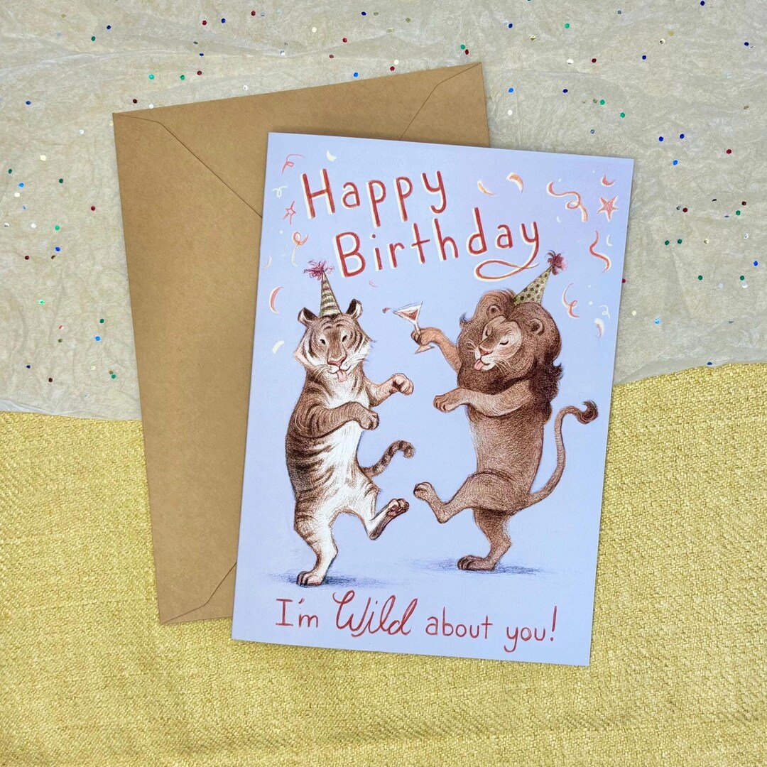 Party Animals Birthday Card - Wild About You - Tiger Birthday Gift for ...
