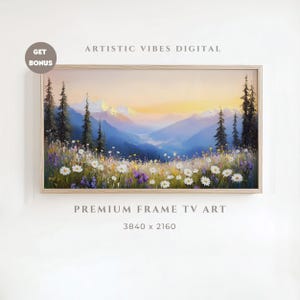 Mountain Sunset Frame TV Art: Wildflower Meadow Landscape (Digital Download)