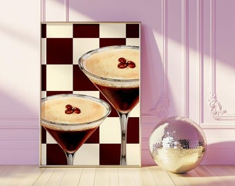 Espresso Martini Wall Art Printable Retro Cocktail Poster Digital PDF