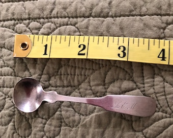 Small Coin Silver Spoon, Lows, Ball & Co., 3 3/4" Long, 1830s, Monogram