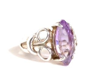 Sterling Silver, Purple Amethyst Ring, Sz. 7, Vintage