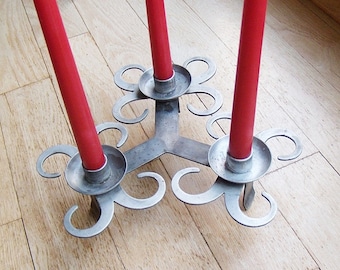 Vintage 3 Candle Holder Metal Centerpiece