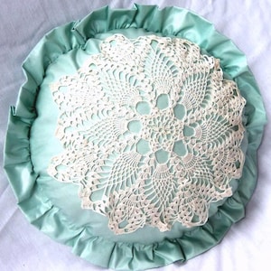 M-M-M-Minty Handmade Pillow Vintage Lace image 1