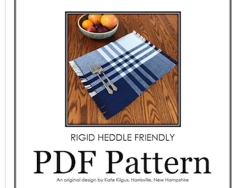 Checkered Placemats Weaving PATTERN. PDF instant download pattern. ePattern. Two shaft loom or rigid heddle weaving.