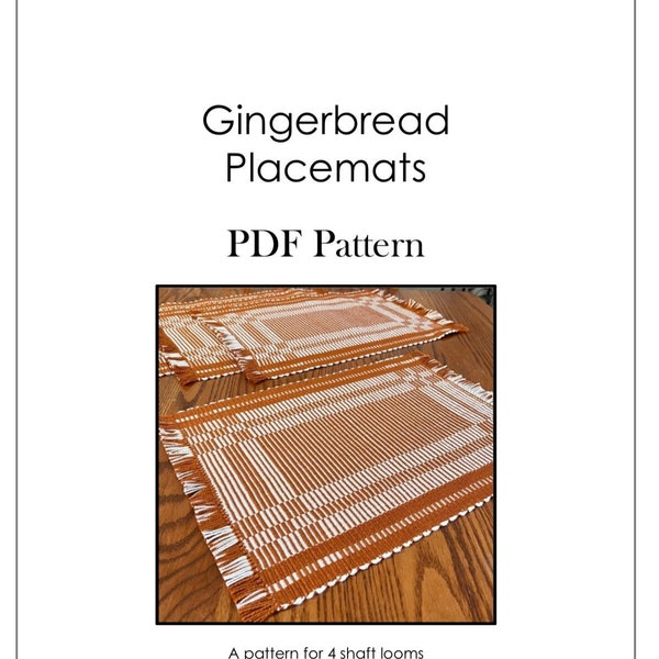 Gingerbread Placemats in warp rep PATTERN. PDF instant download pattern by Kate Kilgus Handwovens.