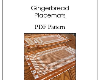 Gingerbread Placemats in warp rep PATTERN. PDF instant download pattern by Kate Kilgus Handwovens.