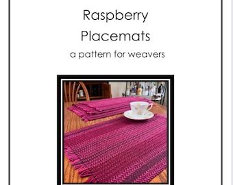 Raspberry Placemats Weaving PATTERN. PDF instant download pattern by Kate Kilgus Handwovens.