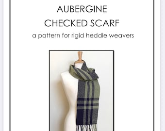 Aubergine Checked Scarf a pattern for rigid heddle weavers PATTERN. PDF instant download by Kate Kilgus Handwovens.