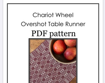 Chariot Wheel Overshot Table Runner Weaving PATTERN. PDF instant download pattern by Kate Kilgus Handwovens.