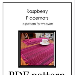 Raspberry Placemats Weaving PATTERN. PDF instant download pattern by Kate Kilgus Handwovens.