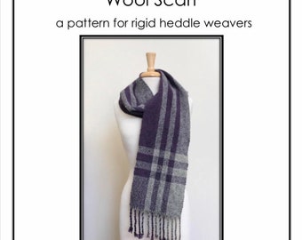Highland Hug Wool Scarf PDF weaving pattern. Print-at-home pattern for rigid heddle weavers. PDF instant download by Kate Kilgus Handwovens.