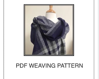 Not Quite Plaid Wool Shawl Weaving PATTERN. PDF instant download pattern by Kate Kilgus Handwovens.