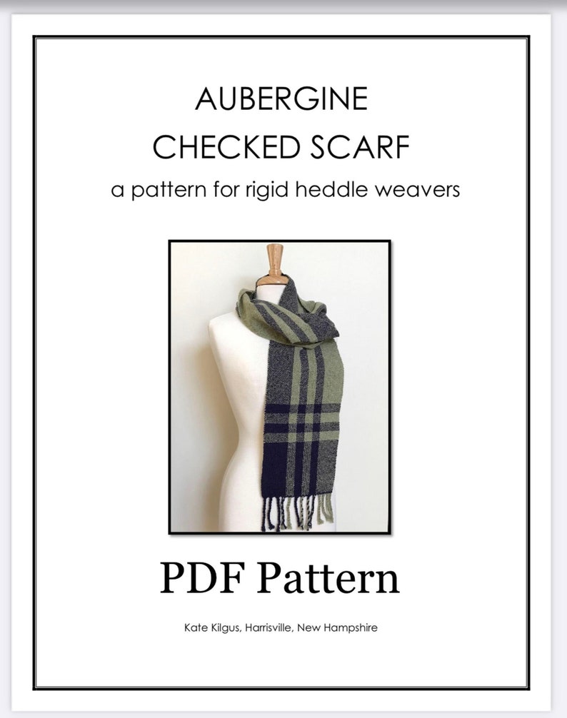 Aubergine Checked Scarf a pattern for rigid heddle weavers PATTERN. PDF instant download by Kate Kilgus Handwovens. image 1