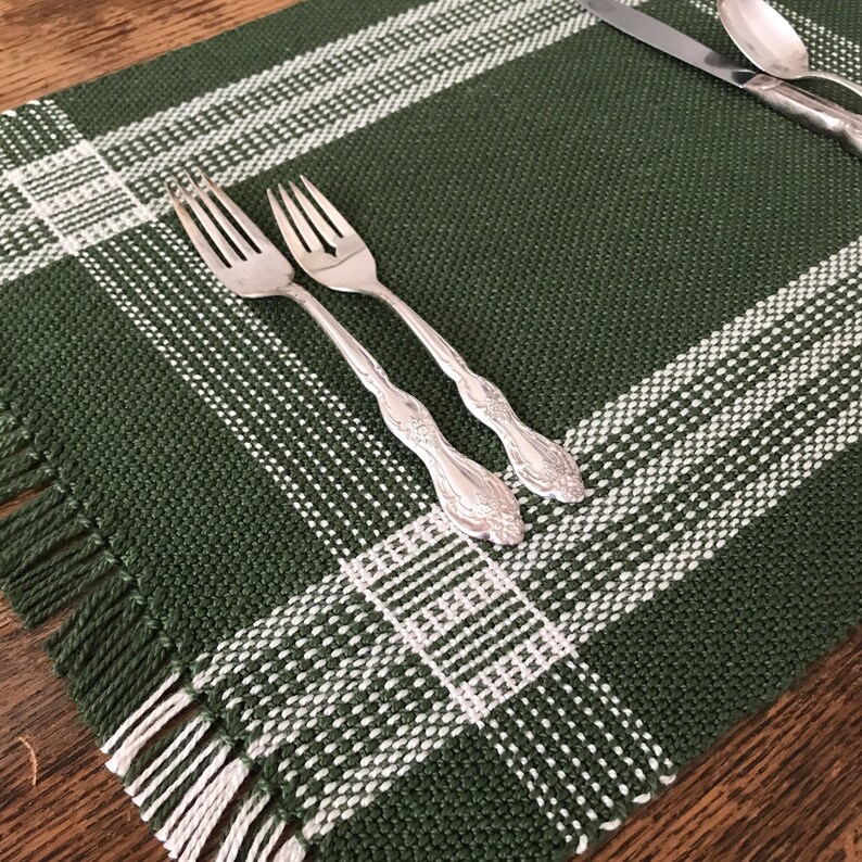 Handwoven reversible placemats with log cabin borders. Set of Etsy