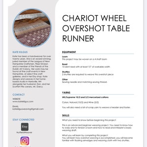 Chariot Wheel Overshot Table Runner Weaving PATTERN. PDF instant download pattern by Kate Kilgus Handwovens. afbeelding 3