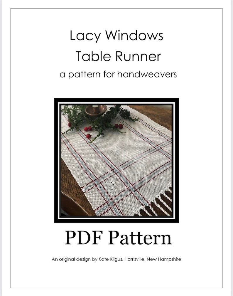 Lacy Windows Table Runner Weaving PATTERN. PDF instant download pattern by Kate Kilgus Handwovens. image 1