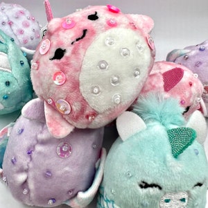 Mini Squishmallow Squishville Glam Binged Embellished Bling Beaded Embroidered OOAK Squishy
