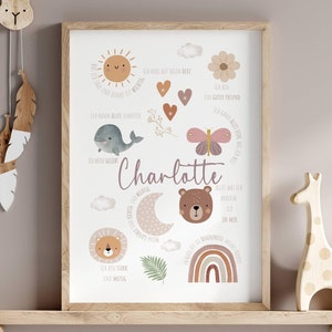 Personalisiertes Affirmationsposter, Affirmationen Für Kinder, Poster Kinderzimmer, Boho Poster, Poster Für Mädchen, Geschenk Zur Geburt