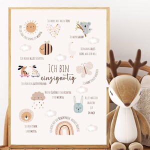 Cartel de afirmaciones A4 A3 PDF, afirmaciones para que los niños impriman, creencias positivas, cartel para habitación infantil, cartel de ánimo