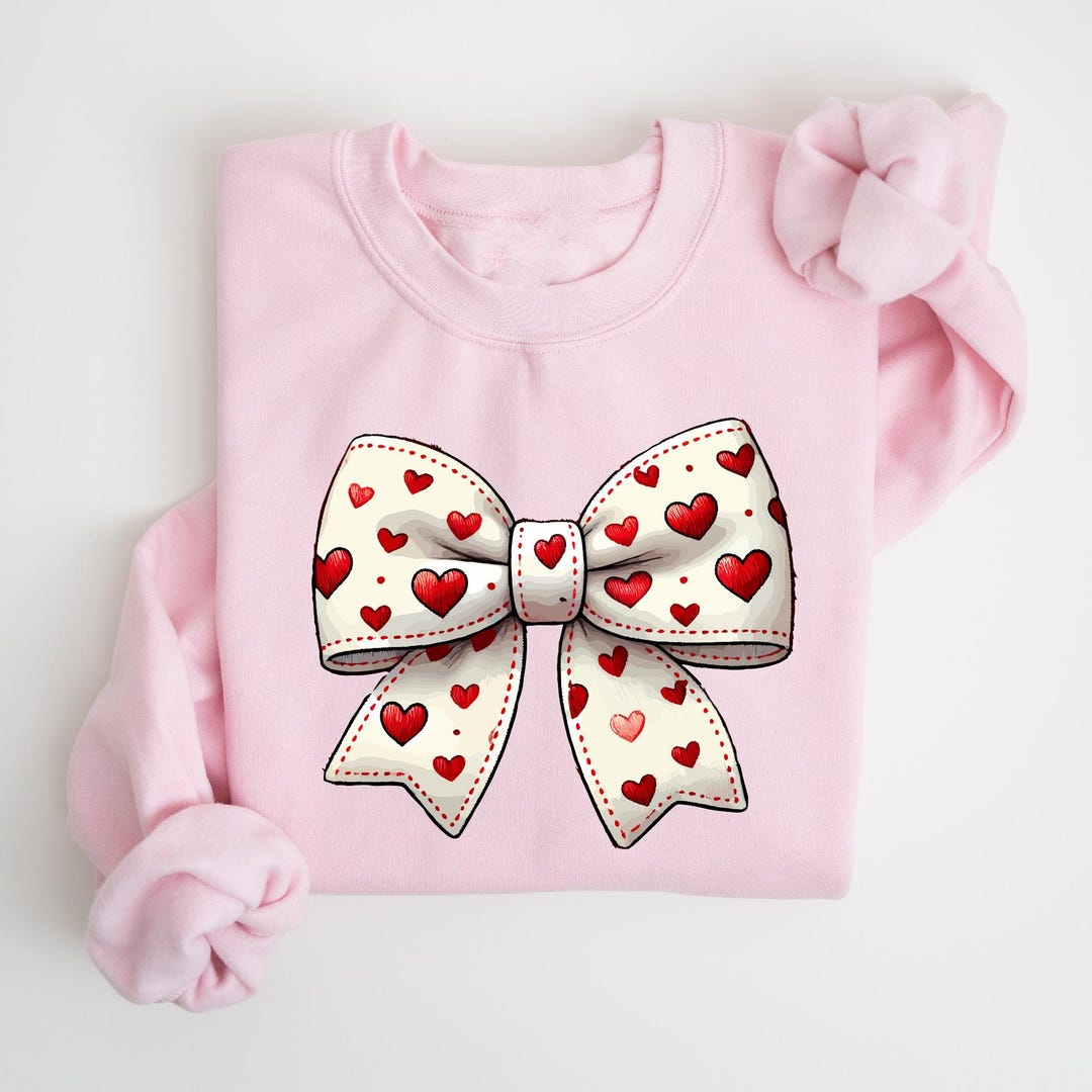 Valentine Bow Corded Embroidery Ruffle Cuff Sweate
