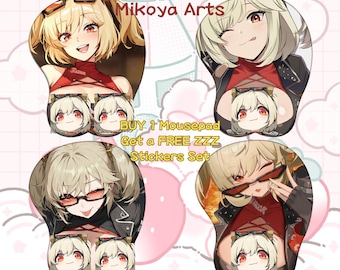 ZZZ Burnice 3D Mousepad, zenless zone zero 3d mousepad, burnice zzz oppai mousepad burnice oppai mousepad zenless zone zero burnice white