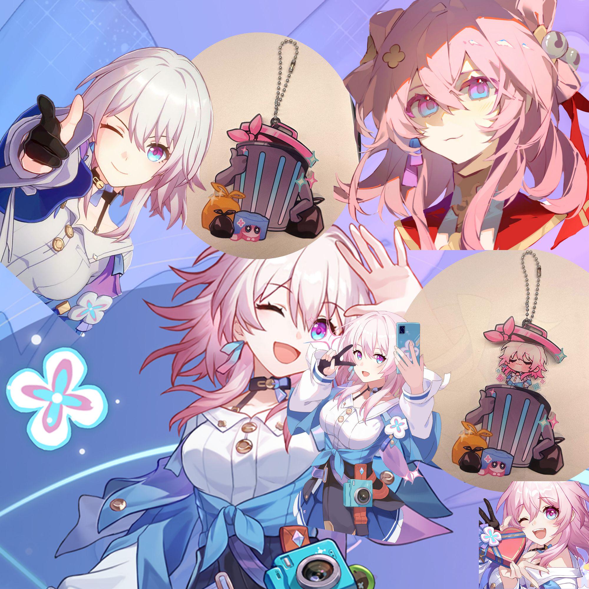 Hsr Keyboard Keychain HSR Sliding Keychain Honkai Star Rail Keychain Trashcan Keychain Honkai ...