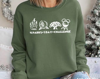 Four Parks One Day Challenge Sweatshirt, Disney Parks Florida Sweatshirt, Four Parks Disney World Hoodie, Vintage Disney Crewneck 243869