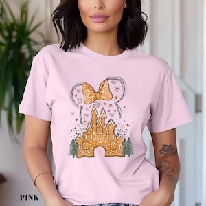 Gingerbread Disney Castle Shirt, Christmas Castle Shirt, Mickey Minnie Christmas Tee, Disney Christmas Family Shirts 240324