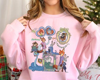 Coquette Mirror Zootopia Sweatshirt, Judy Hopps Nick Wilde Sweatshirt, Welcome To Zootopia Disney Hoodie, Locket Zootopia Crewneck 244506