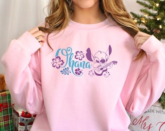 Disney Lilo and Stitch Ohana Summer Time Sweatshirt, Cute Stitch Portrait Hoodie, Disney Sweatshirt, Disney Stitch Summer Crewneck 243901