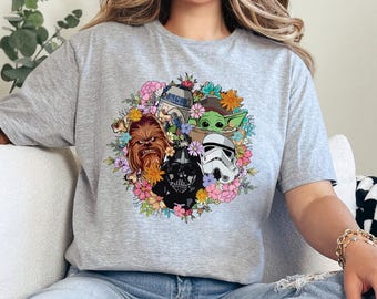 Disney Floral Star Wars Shirt, Mandalorian Shirt, Grogu Shirt, Galaxy's Edge Tee, Darth Vader Shirt,Chewbacca Shirt, This Is The Way 242693