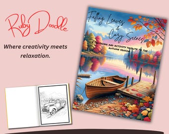 Hojas que caen y escenas acogedoras: un libro para colorear y una actividad en homenaje a la temporada de otoño Páginas para colorear imprimibles de Ruby Doodle