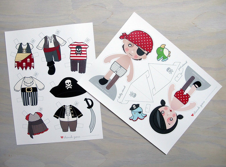 Printable PDF Pirate Paper Dolls Etsy